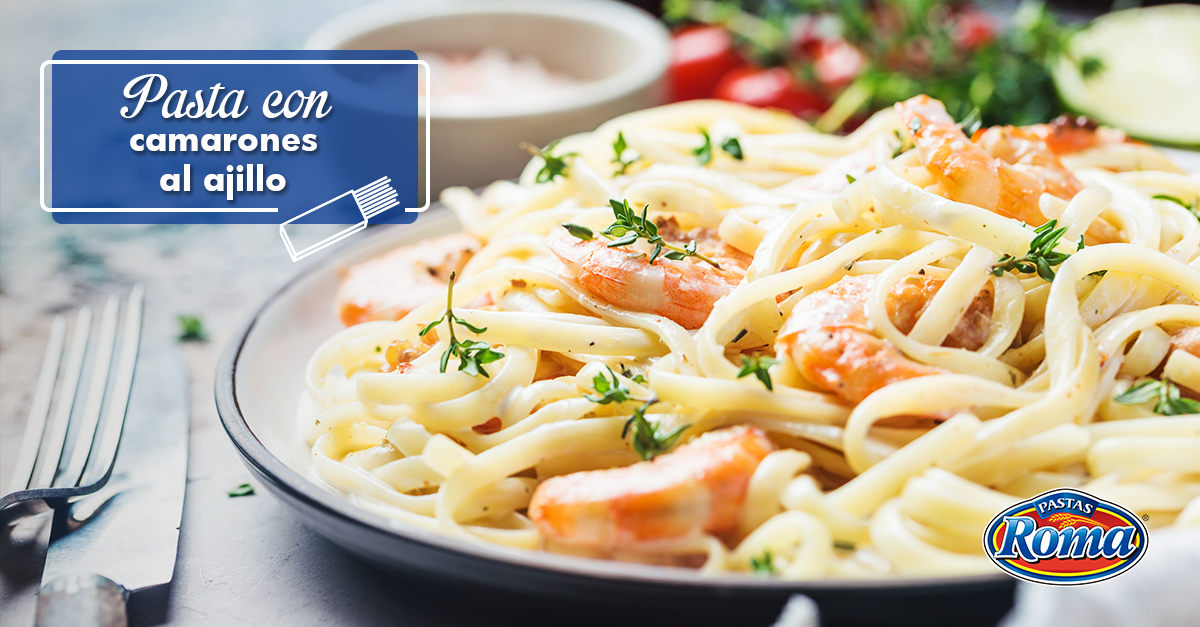 Pasta con camarones al ajillo - ID 5889